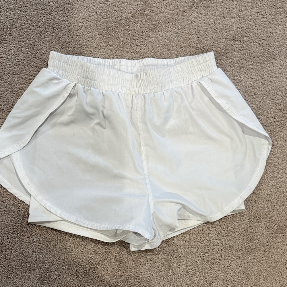 Year of Ours White Athletic Running Shorts